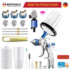 HVLP Lackierpistole Spritzpistole Kit, Profi Farbsprühsystem Spraypistole mit 3