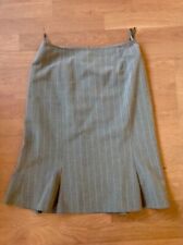 Damen Godet-Rock knielang, Gr. 38, grau/Nadelstreifen