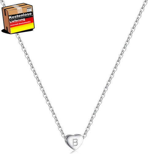 Rwqian silber herz buchstabe - silber,