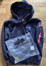ALPHA INDUSTRIES SPACE SHUTTLE HOODY Herren Kapuzen Pullover blau Gr. S