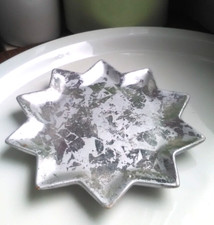 Deko- Teller Tellerchen Schale Schälchen Stern Keramik metallic silber Vintage
