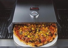 Pizzaofen Grillaufsatz Edelstahl 44,5*35,5*13cm Pizzastein Thermometer Grill