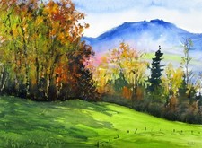 Landschaftsaquarell  "Herbstlicht" Aquarellgalerie Sieber
