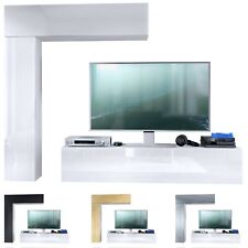 Wohnwand Anbauwand Hängeschrank Taurito Weiß matt - Hochglanz & Naturtöne