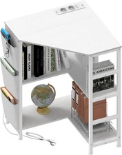 VEDECASA Weiß Druckertisch, Ecke Druckerständer 3-stöckiger, mit USB Ladestation