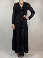 Vintage Sheer Lace Maxi Dress – Empire Waist - Medieval Gothic Style (Size M/L)