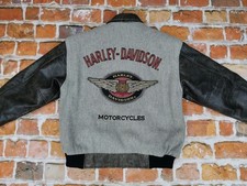 *HARLEY DAVIDSON POWER USA VINTAGE LEDER COLLEGE JACKE*GRAU*GR: M*TIP TOP