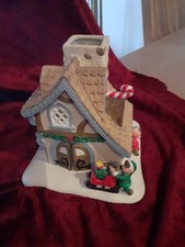 Partylite Weihnachts-Lichthaus/ Kerzenhalter - mattes Porzellan - gebraucht