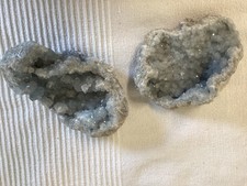 Zwei Stück Coelestin Druse Hellblau Mineral Edelstein