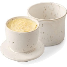 Keramik Butterdose mit Deckel für frische Butter Butterglocke Weiß Küchendeko