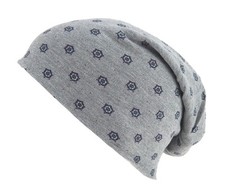 Ella Jonte Long Beanie grau Blumen Baumwolle Longbeanie Mütze Damen 