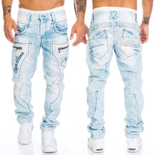  Cipo & Baxx Herren Regular Jeans Hose 272 Blau Dicke Nähte Denim Mens Pants  