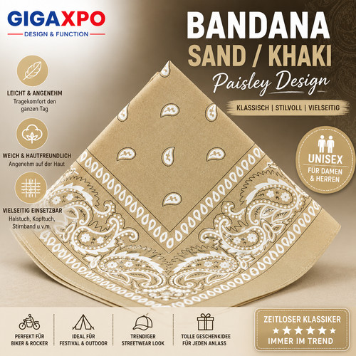 Bandana sand khaki paisley - bandana,