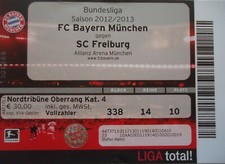 TICKET Bundesliga 2012/13 FC Bayern München - SC Freiburg # 14/10
