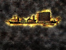 Warnemünde LED Wandbild Holz