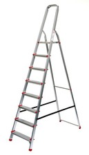 Stehleiter Aluminium 8 Stufen (Haushalts-Leiter, Bockleiter, Klapptritt)