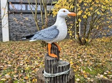 Figur Möwe auf Poller Skulptur Vogel Gartenfigur Garten 49 cm Maritim