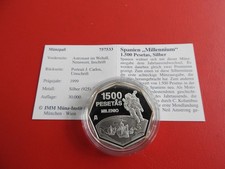 * Spanien 1500 Pesetas 1999 Silber PP * Millennium  (Schub141)