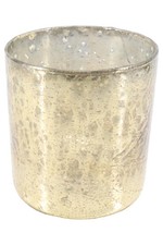 BUTLERS Windlicht Gold Elegant Glas Zylinder 11 cm Teelichthalter