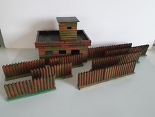 Elastolin Hausser Wildwest Fort Western Haus Palisaden mit Tor Holz 7 cm Serie 