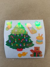 Sandylion Pearly Sticker 90er Weihnachten Weihnachtsbaum Teddy Bär Selten Abriss