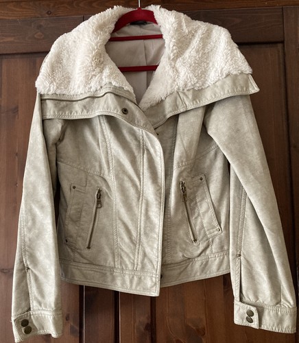 Kunstlederjacke beige mit - kunstlederjacke-beige,