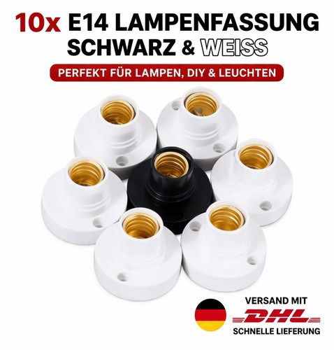 10x e14 lampenfassung schwarz - e14,