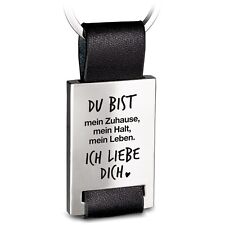 Leder Schlüsselanhänger Gravur "Du bist mein Zuhause" - Ich liebe dich Geschenk