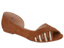 BALLETTSCHUHE AUS WILDLEDER MIT PEEP TOE-KAMEL BALLERINAS