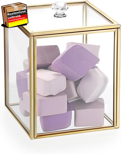 Glas wattepad spender gold - wattepad,