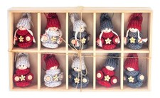 10 Stück Wichtel Holzpüppchen Häkelkleid Mütze Weihnachten Christbaumschmuck