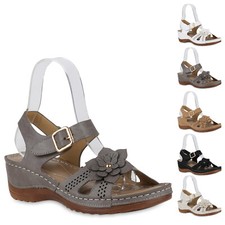 Damen Sandalen Bequeme Schnallen Blumen Cut-Outs Schuhe 841228 New Look