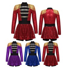 DE ranrann Mädchen Zirkus Kostüm Pailletten Overall Kleid Zirkusdirektor Cosplay