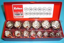 Koken Stecknuss Satz  3/8" Sw. 9 bis 22 - 14tlg in einer Metall Kassette 12 kant