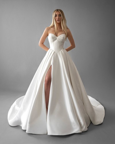 Schlichtes satin brautkleid - satin,