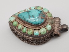 Antik Schmuck Anhänger Amulett Türkis Tibet Nepal