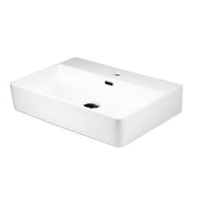 Waschbecken Keramik Hängewaschbecken 600 x 420 x 130 mm weiß Komplettset