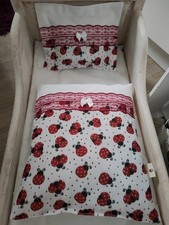 Marienkäfer ❤kleine Puppenbettwäsche f.Korbwagen❤PuppenwagenGarnitur❤HandmadeNeu
