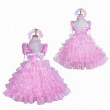 Girl maid sissy pink - pink, satin