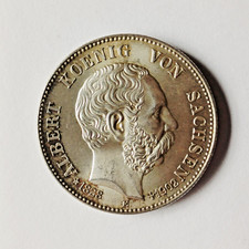 Silber Dt. Reich - 1902 E - 2 Mark - Tod Albert Sachsen - 900 Ag - ca. 11,12 g