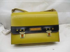 Vintage Schulranzen Umhängetasche – Leder Gelb – Unbenutzt