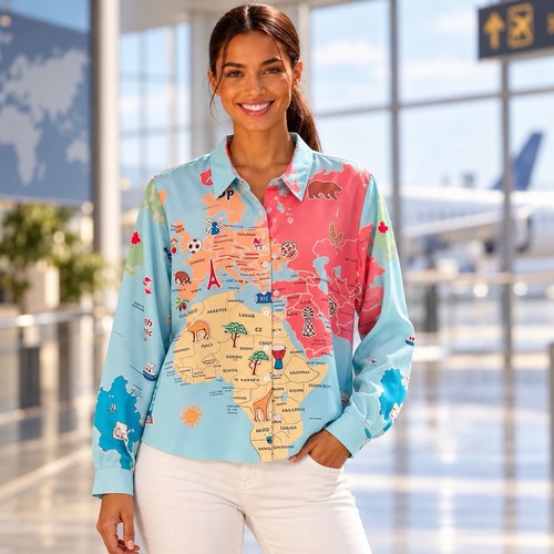 Damen hemd xxl - xl, landkarte