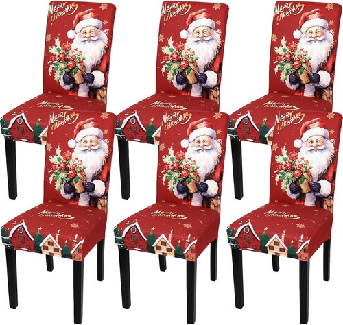 Weihnachtsstuhlbezüge rot 6er - weihnachtsstuhlbezüge,