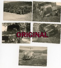 5 Orig Foto 60er Bundeswehr in Flecktarn mit LKW , Halbkette SPW & Hubschrauber