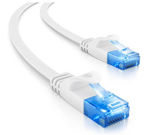 deleyCON – 10m CAT6 LAN Kabel flach RJ45 Ethernet Gigabit Netzwerkkabel Weiß