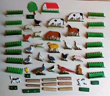 Ca.50 Holz Roßwein Bauernhof Figuren  Tier Haus Baum DDR Spielzeug Retro Vintage