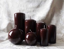 BRAUN GLANZ DEKOKERZE - KUGEL RUND oder SÄULE Wohndeko, Geschenk Deko