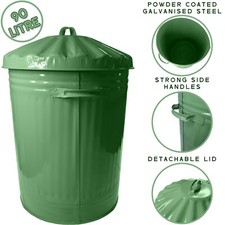 sage green 90l große Metalltonne Mülleimer Mülleimer Abfall Pferd Tier Futtertonne