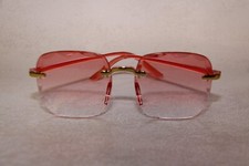 RAHMENLOSE FARB BRILLE SONNENBRILLE  GLÄSER  ORANGE ROSA  RECHTECKIG