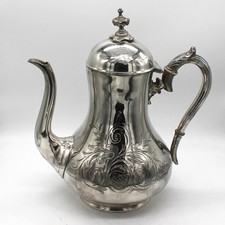 S-1519 Wunderschöne Kaffeekanne, Antik England, versilbert